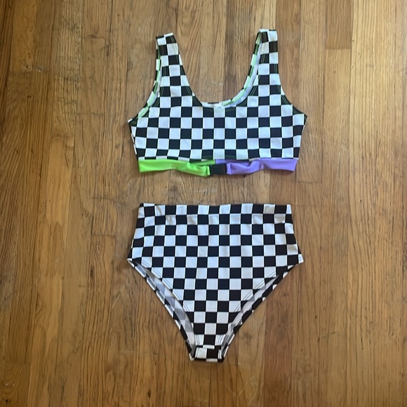 iHeartRaves Other - iHeartRaves Cherry Mellow 🍒 two piece checkered festival/rave set